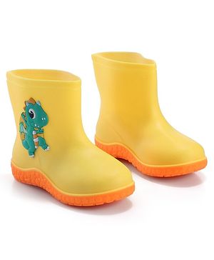 Cute Walk by Babyhug Slip On Gumboots with Dino Applique Yellow (Design May Vary)