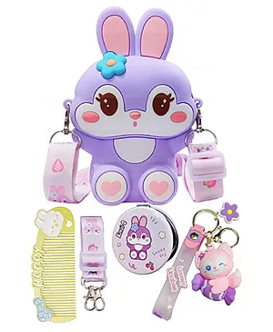 FunBlast Bunny Sling Bag with Key Ring Comb and Mirror - Purple