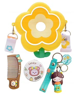 FunBlast Flower Sling Bag with Key Ring Comb and Mirror  Yellow