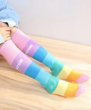 Flaunt Chic Rugby Striped Rainbow Socks - Multi COlour