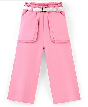 Pine Kids Cotton Knit Ankle Length Trouser with Belt - Pink