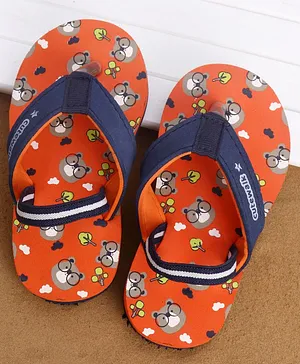 Cute Walk by Babyhug Casual Slip On Flip Flops with Back Strap Beaver Print - Dark Orange