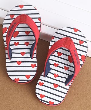 Cute Walk by Babyhug Slip On Flip Flops Heart Print - Red