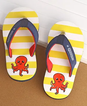 Cute Walk by Babyhug Flip Flops with Back Strap Octopus Print - Yellow