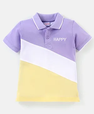 Babyhug Cotton Half Sleeves Polo T-Shirt Cut and Sew Pattern - Purple