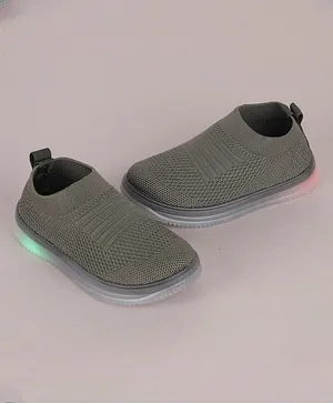 FEETWELL SHOES Mesh Detailed Solid LED Party Wear Shoes - Green