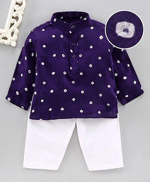 JAV Creations Full Sleeves Bandhani  Design Kurta With Pajama Set  - Violet