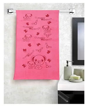 JARS Collections 100% Microfiber Very Soft Cartoon  Print Baby Towels - Pink