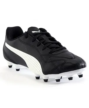 Puma Monarch II FG AG Jr Football Shoes with Studs & Lace Up Closure - Black & White