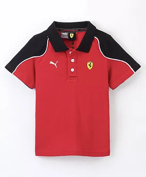 PUMA Cotton Half Sleeves Ferrari Race Polo T-Shirt  - Red