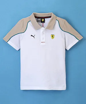 PUMA Cotton Half Sleeves Ferrari Race Polo T-Shirt  - White
