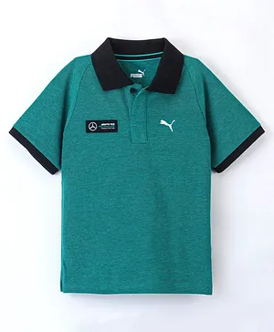 PUMA Cotton Half Sleeves MAPF1 2-tone Polo - Black & Green