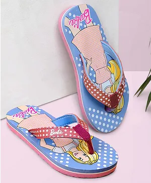 Kidsville Barbie Featured Printed Soft Cushion Flip Flops - Blue
