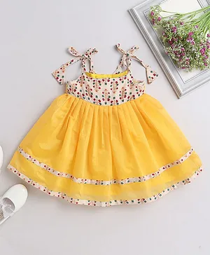 Elite Store Cherry Baby Girls Dresses with Hat Yellow / 6-9 Months
