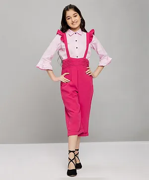 Stylo Bug Three Fourth Sleeves Solid Jumpsuit - Pink