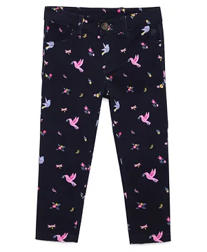 Under Fourteen Only Birds Printed Button Down Trousers - Navy  Blue
