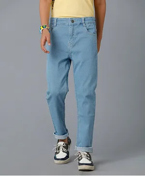 Under Fourteen Only Button Down Solid Denim Jeans - Light Blue