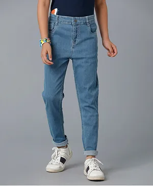 Under Fourteen Only Button Down Solid Denim Jeans - Blue