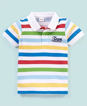 Babyhug Cotton Half Sleeves Polo T-Shirt Striped - Red