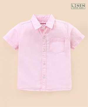 Babyhug Cotton Linen Half Sleeves Solid Colour Shirt - Light Pink