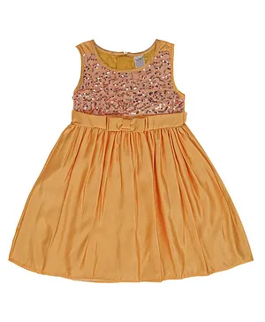 Funshine Sleeveless Sequin Applique Dress - Mustard Yellow