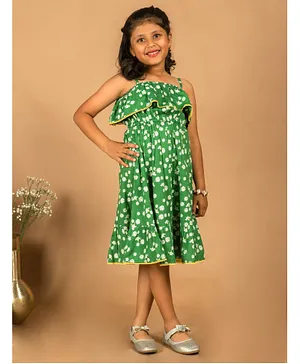 KASYA KIDS Sleeveless Floral Printed Dress - Green