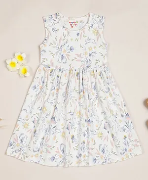 Zion Sleeveless Rabbit Printed Dress - White