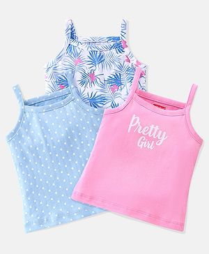 Babyhug 100% Cotton Singlet Slips Butterfly Print Pack of 3 - Blue & Purple