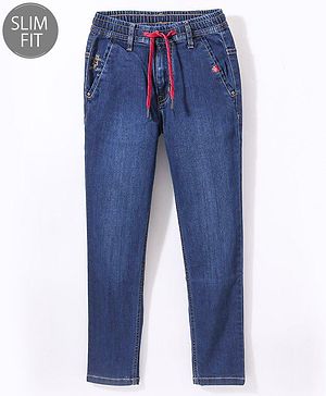 Ruff Full Length Washed Denim Jeans - Blue