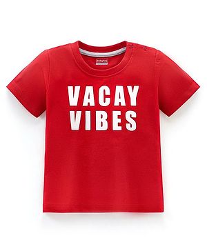 Babyhug Cotton Half Sleeves T-Shirt Text Print- Red