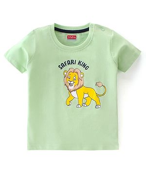 Babyhug Half Sleeves Cotton Jersey Lion and Text Printed T- Shirt - Green
