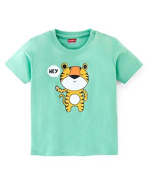 Babyhug Half Sleeves Cotton Jersey Tiger Printed T- Shirt - Green