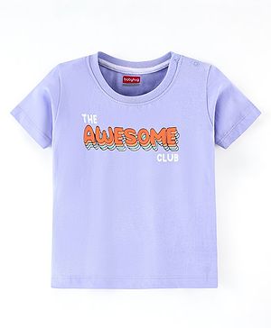 Babyhug Cotton Half Sleeves T-Shirt Text Print- Blue