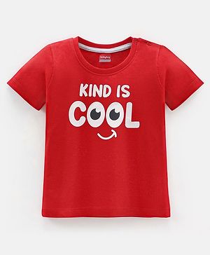 Babyhug Cotton Knit Half Sleeves T-Shirt with Text Print - Red