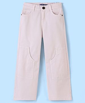 Pine Kids Ankle Length Cotton Elastane Over Dyed Jeans - Light Pink