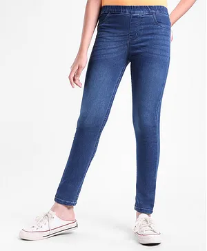 Pine Kids Cotton Ankle Length Female Jeggings - Dark Blue