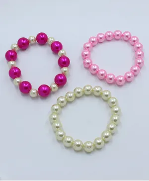 Pihoo Set Of 3 Beaded Bracelets - Pink & White