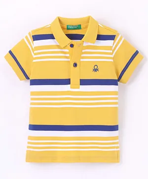UCB Cotton Half Sleeves Striped T-Shirt- Yellow
