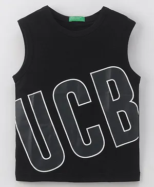 UCB Sleeveless Logo Print T-Shirt - Black