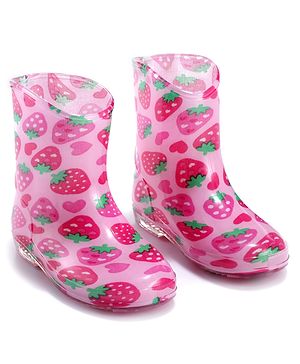 Cute Walk by Babyhug Strawberry Print Gumboots - Pink