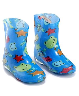 Cute Walk by Babyhug Smiling Frog Print Gumboots - Blue