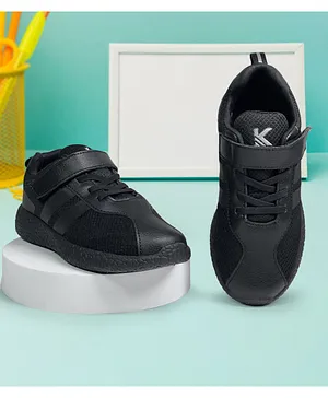 KazarMax Solid Velcro Closure School Shoes - Black