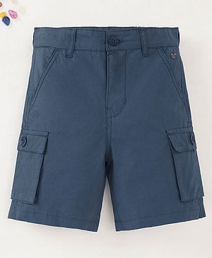 Ed-a-Mamma Sustainable Cotton Knee Length Cargo Shorts Solid Colour - Navy Blue