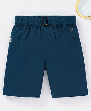 Ed-a-Mamma Sustainable Cotton Shorts Solid Colour With Buckle - Dark Blue