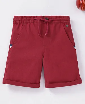 Ed-a-Mamma Sustainable Cotton Knee Length Solid Color Shorts - Red