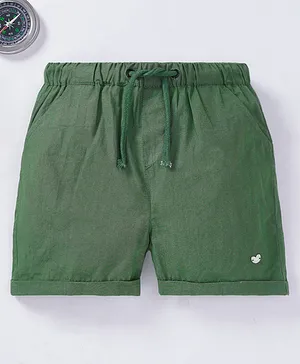 Ed-a-Mamma Sustainable Cotton Knee Length Solid Color Shorts - Olive Green