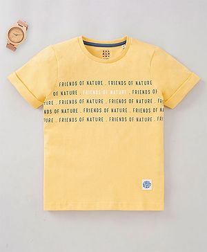 Ed-a-Mamma Sustainable Cotton Half Sleeves T-Shirt Text Printed - Yellow