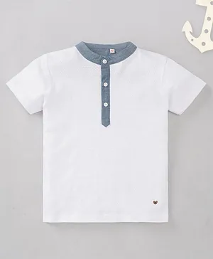 Ed-a-Mamma Sustainable Half Sleeves Solid Color T-Shirt - White