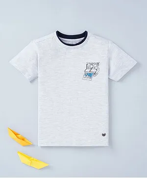 Ed-a-Mamma Half Sleeves Sustainable Cotton Camera Print T-Shirt - Grey