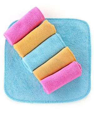 Babyhug Terry Knit Wash Cloths Pack of 6- Multicolour